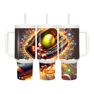 🥎✨ Softball Glove & Bow Sparkle 40oz Tumbler ✨🥎