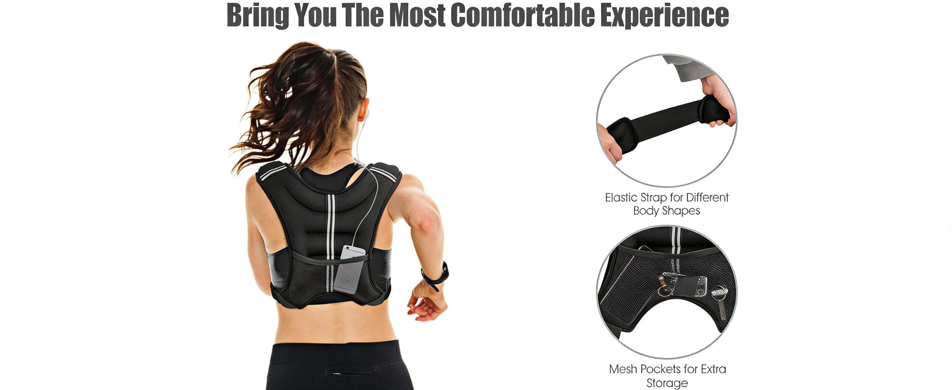 SPART Weighted Vest for Strength Training 12-30LB Adjustable Bust Size with Iron Sand for Gym Yoga Aerobic Exercises Durable Polyester Neoprene Lycra Material Reflective Strips Double Buckle Straps