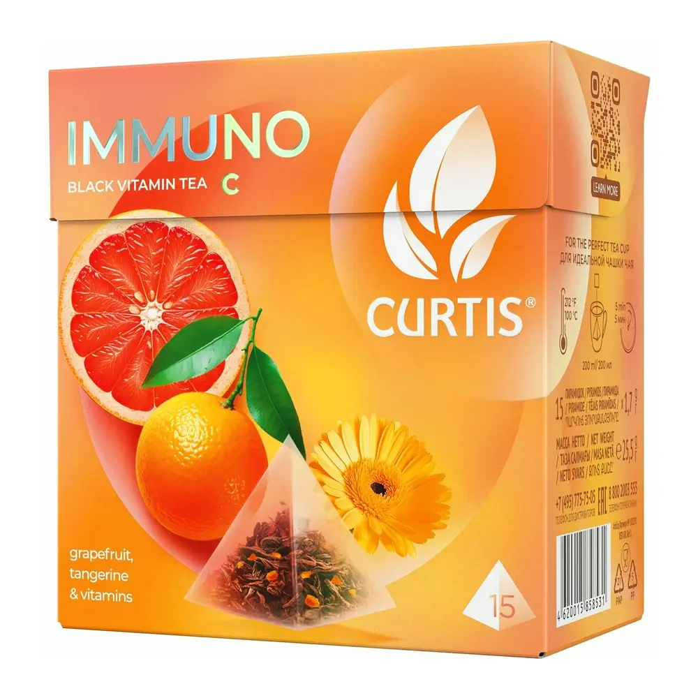 Tea Black Immuno with Grapefruit 15 Tea Bags 3D – Box – 1.5 oz (43 gr)