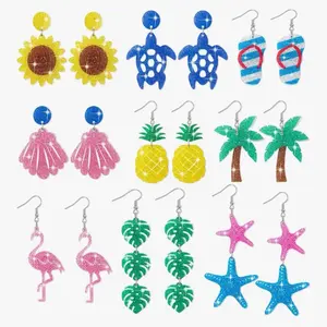 Glitter Acrylic Earring Dangle Drop Sparkly Stud Ear Decor Jewelry Accessory