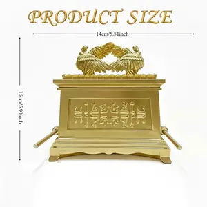 Ark of the Covenant Replica Set with Ten Commandments Tablets, Aaron's Rod & Manna Pot, Gold Plated Judaica Religious Decor for Home & Church