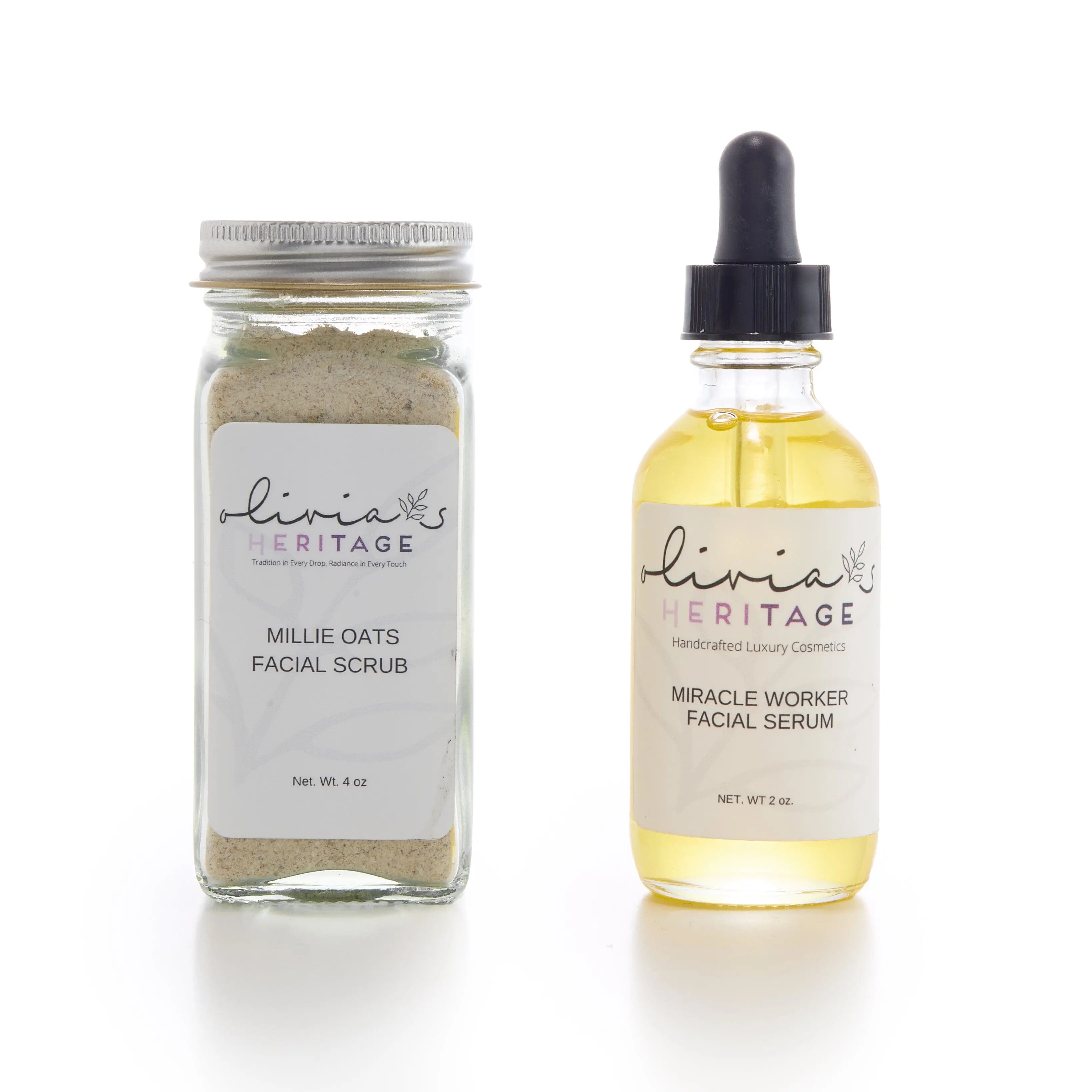 Olivia Heritage Hydrate & Buff Set - Miracle Worker Serum & Mili Oat Scrub for Deep Hydration & Gentle Exfoliation