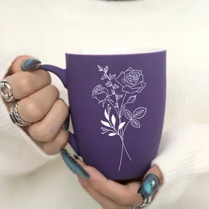 Birth Month Flower Pattern Funny Stylish Coffee Mugs, 1 Count 11oz Ceramic Coffee Cup, Water Cup, Drinking Cup for Home Office, Birthday Gifts, Holiday Gifts