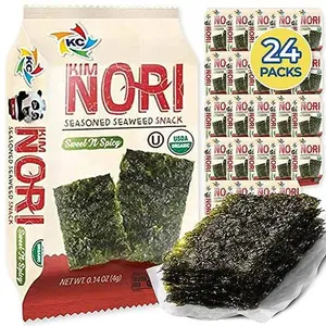 Kimnori Organic Roasted Seaweed Snacks – Sweet ’N Spicy (24-Pack) – California Crafted, Keto-Friendly Low Calorie Superfood – USDA Organic, Non-GMO & Gluten-Free – Perfect Spicy Healthy Snack