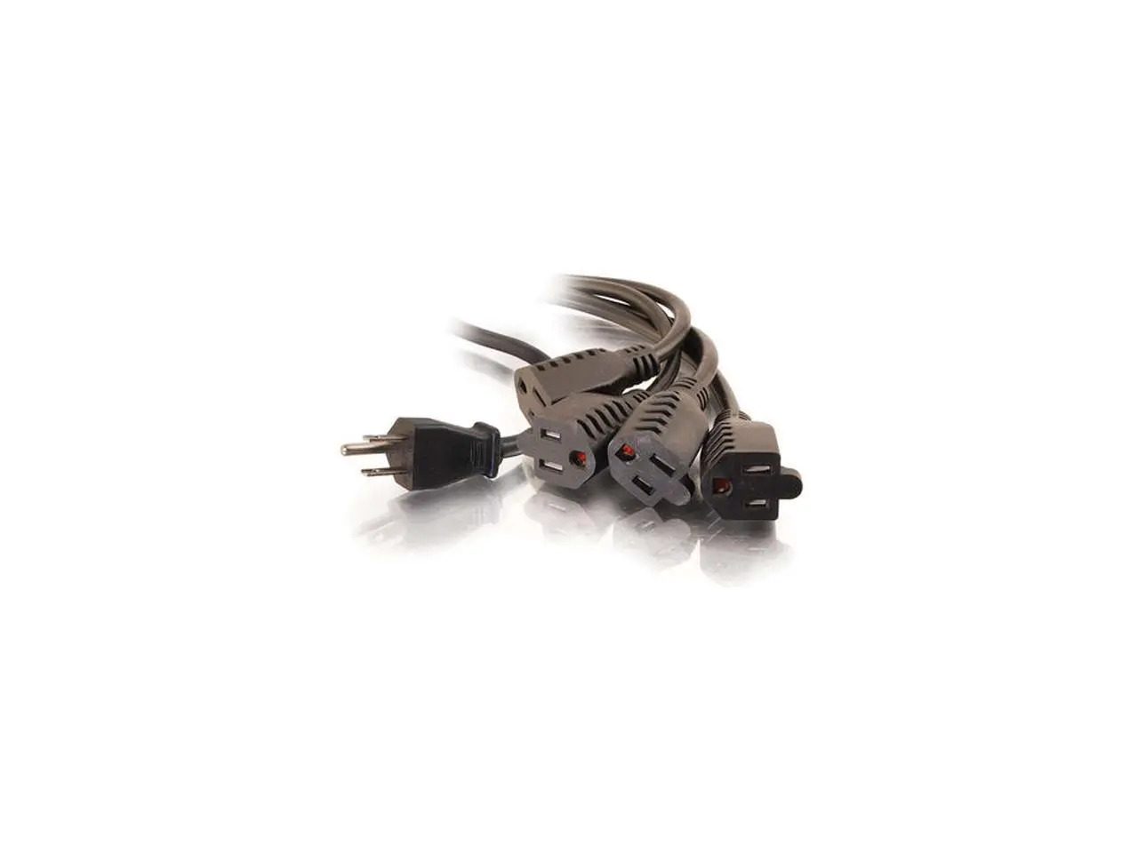 C2G 29806 16 AWG 1-to-4 Power Cord Splitter (NEMA 5-15P to 4 NEMA 5-15R) TAA Compliant, Black (3 Feet, 0.91 Meters)