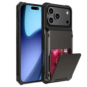 iPhone 17 Pro Max Flip Cover with Card Slot Wallet Case for Apple 17 Air Magnetic Card Holder Protective Shell for 16