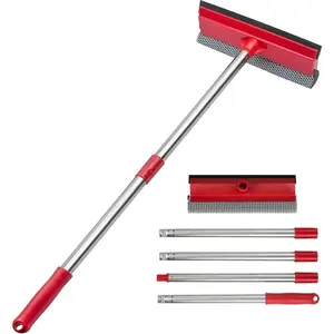 15.9" Window  for ,2 in 1 Window Cleaner with Long Stainless Steel Handle,Sponge   for Gas Station, Glass,Shower,Outdoor High Window Cleaning