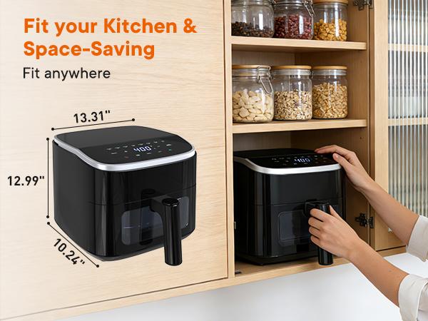 4QT Air Fryer with Visible Window, 1500W Digital Touchscreen Air Fryer with 8 Presets, Auto Shut Off & Nonstick Dishwasher Safe Basket, 60-Min Timer, Max 400°F, Black 4QT Air Fryer with Visible Window, 1500W Digital Touchscreen Air Fryer with 8 Presets, Auto Shut Off & Nonstick Dishwasher Safe Basket, 60-Min Timer, Max 400°F, Black