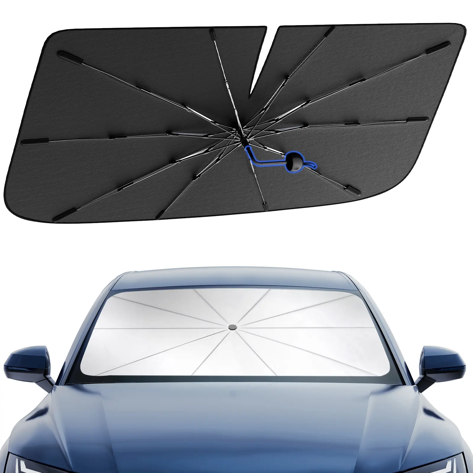 PEMOTech Portable Car Windshield Sunshade, Foldable Windshield Sun Umbrella, Car Exterior Accessories, Car Windshield Cooling Umbrella for Daily, Car Window Shades summerwins