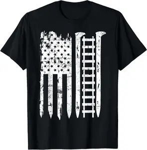 100% Cotton Fashion Garment railroad spike american flag Train Gift for railway workers Funny Creative Graphic T-Shirt Tee Menswear