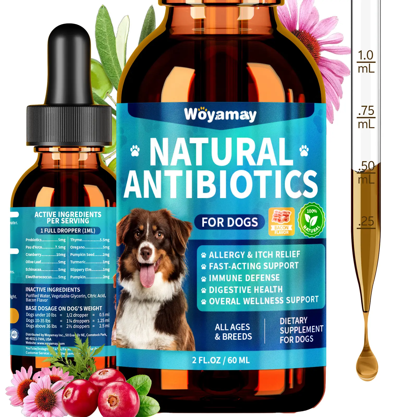 Woyamay Natural Relief Drops for Dogs, Herbal Supplement for Allergy, Itch, Cough, Skin & Digestive Health, Natural Antibiotics Immune Support for Ears, Eyes, Breath & Coat Care, 2 Fl Oz #SummerVibe #Petlovers DealsForYouDays