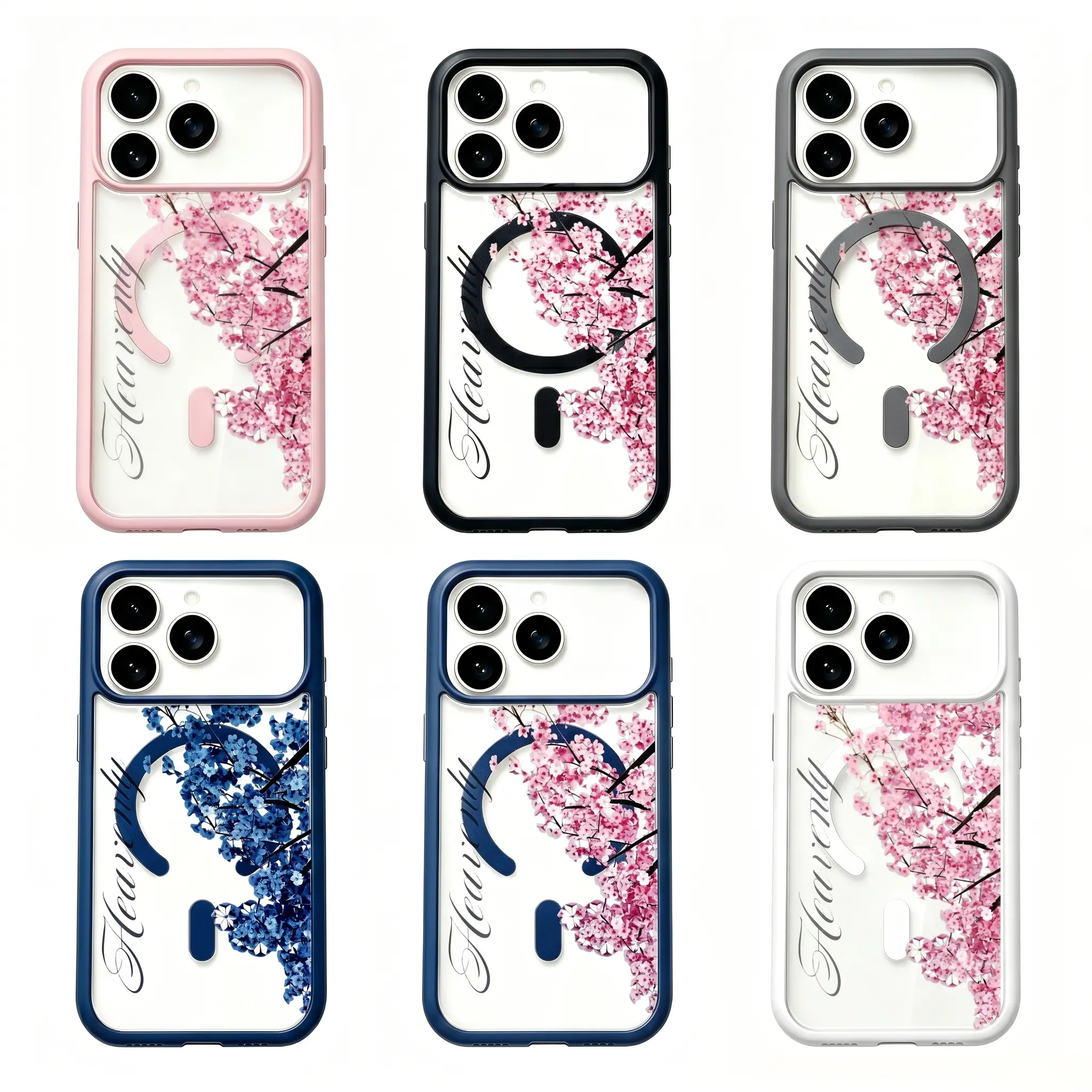 Pink Cherry Blossom magsafe Phone Case,Elegant Romantic Floral Style for iPhone 17 16 15 14 13 12 11 Plus Pro Max,Ideal Birthday Gift