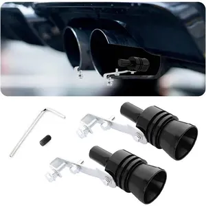 2PCS Car Turbo Whistle - Aluminum Alloy Car Exhaust Whistle with Cool Turbo Sound - Universal XL Size Car Exhaust Sound Booster Turbo Whistles for Your Exhaust System (Black)