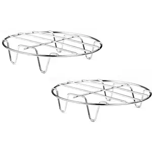 2 Pcs Steaming Rack, 7.8 Inch round Shape Stainless Steel Steamer for Roasting Cooking, Cooling and Steaming in Kitchen and Outdoors (Silver, 7.8 Inch) Yansanido