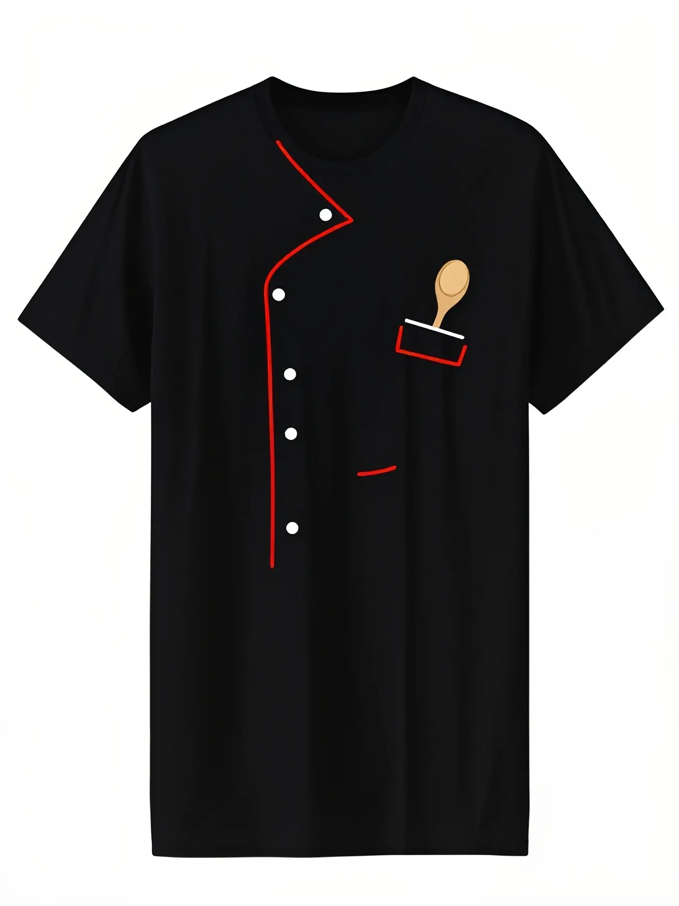 Graphic T-Shirt Featuring a Chef Coat Design Black unisex soft cotton short sleeve t shirt, vintage graphic casual tee for men women teens, perfect birthday holiday gift for camping travel gym daily street  wear