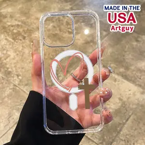 Magnetic Phone Case for iPhone 15 Plus 16 Pro Max 16E 14 13 12 11 X XS XR Minimalist Black Heart Cross Pattern TPU Shockproof Anti-Scratch Stylish Smartphone Cover