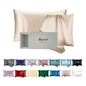 Beige Silk Pillow Cases 2 Sets with Zipper Made in USA, Real Silk Pillowcase for Acne Prone Skin Standard Size, 6A Grade Pure 22 Momme Silk