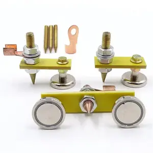 Magnetic Welding Ground Clamp, Dual Head Design with Copper Tail for Stable Metal Repairs, Ideal for Sheet Metal Work, Welding Accessories