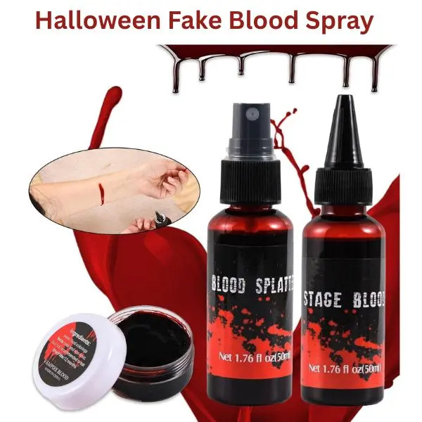 Halloween Fake Blood Spray Makeup Kit, Washable Realistic Fake Blood for Zombie, Vampire, Clown & SFX Halloween Costume Makeup