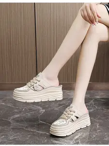 Fashion Thick Sole Heeled Comfortable Flat Casual Sports Women's Half-Boots, Stylish and Cozy Footwear for Daily Wear