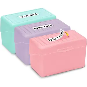 Index Card Holder 3x5 Index Card Box Organizer Case 3x5 Flash Note Card Holder 3 Packs Pastel Colors