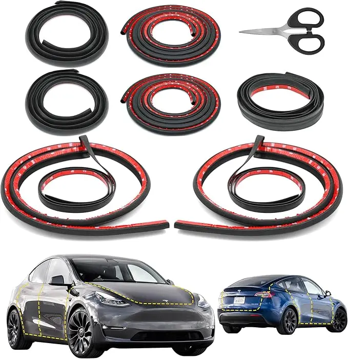 Applicable to Tesla Modely 3/Y Whole Vehicle Seal Strip Weatherstrip for Front/Rear Trunk A-Pillar B-Pillar Front/Rear Door Reduction Door Shock Absorption WaterBarrier Strip Modification Car Accessories