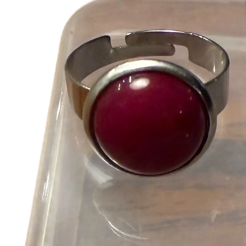 Stainless Steel Adjustable Gemstone Rings: Magenta, Green Jade, Green Adventurine, Pink Coral, Red Coral, Sodalite, Black Obsidian, Lapis Lazuli, Blue Goldstone, Malachite, Sapphire, Gold Sandstone, Opalite, Moonstone, Red Howlite, Garnet,