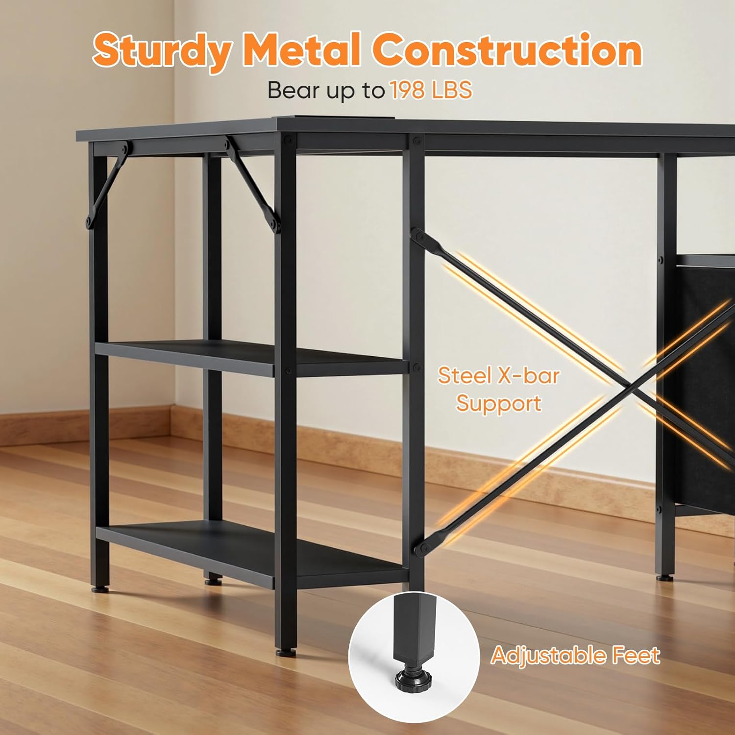 47" L Shaped Desk with Charging Station & Drawers, Corner Computer Desk with Adjustable Shelves for Home Office Gaming 47" L Shaped Desk with Charging Station & Drawers, Corner Computer Desk with Adjustable Shelves for Home Office Gaming