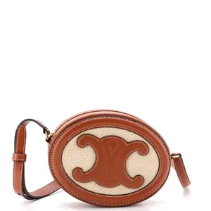 Pre-owned Celine material Messenger Bags Triomphe Oval Crossbody Bag Canvas and Leather by Rebag