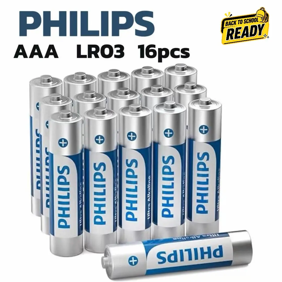 PHILIPS AAA Batteries 16 Pack, Long Lasting 1.5V Alkaline Batteries with 10-Year Shelf Life, Reliable Power for Remotes, Toys, Gaming Controllers, Wireless Mouse & Back To School Essentials