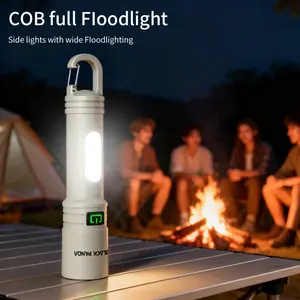 2026 BLACK PANDA 219 Torch | 500L | 500m Beam | Telescopic Zoom | COB Side Light | 4 Lighting Modes | Portable Hook | 400mAh Built-in Battery | Type-C Fast Charge | Waterproof | Ideal for Outdoor/Home Use | Fast UK Shipping