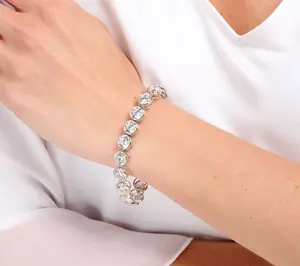 Diamonique Classics Round Bezel Set Tennis Bracelet, Sterl