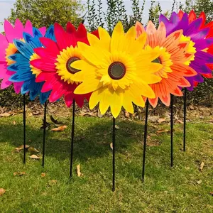 36cm Black Stem Sunflower Windmill, Double-Layer Sunflower, Ideal for Kindergarten Activities & Advertising Decorations
