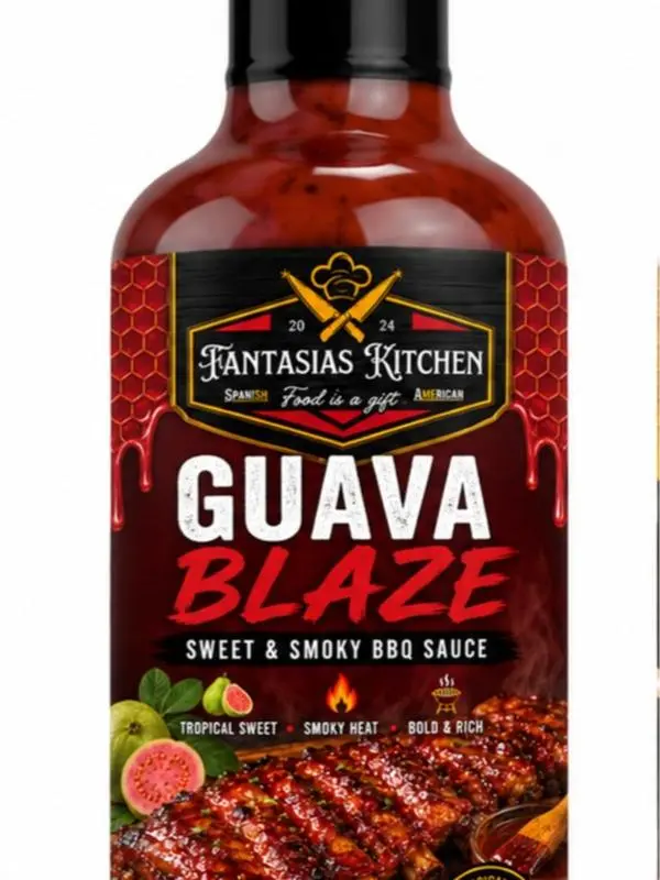 Fantasias Kitchen Guava Blaze BBQ Sauce Sweet Smoky Island Flavor Perfect for Grilling Cooking & Dipping
