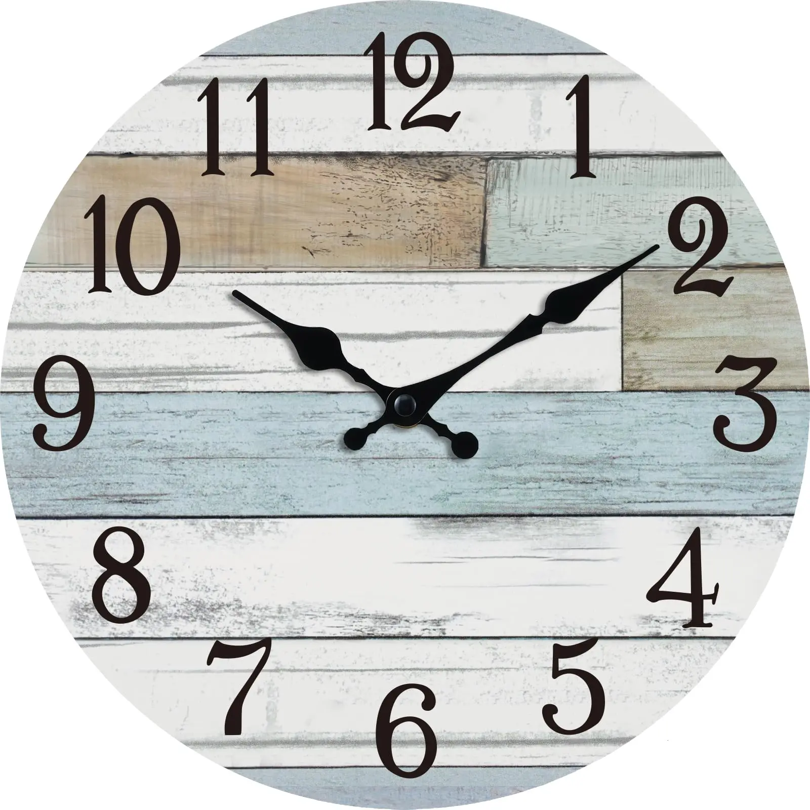 Wall Clock Battery Operated 10 Inch Silent Non Ticking Coastal Design Country Rustic Retro Decorative for Bathroom Kitchen Living Room Bedroom