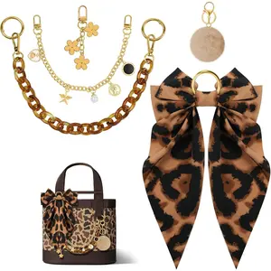 ZZLOVE 5PCS Tote Bag Charms Kit, Compatible with YETI Camino 20/35/54 Carryall & Bogg Beach Tote, Bow Plush Ball Flowers Cuba Charm & Decorative Chain, Cute Bag Accessories for Girls Women