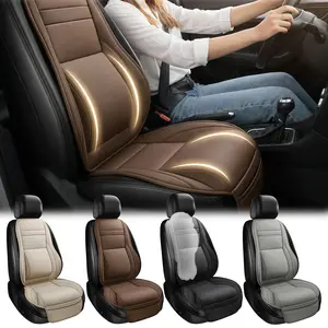 1 Piece Car Front Seat Cover Protector Waterproof Breathable Napa Leather Sit Cushion Pad Mat, Dual Support for Waist & Legs, Universal Fit for Car Sedans SUVs Pickups Trucks For BMW Chevrolet Ford Honda Jeep Nissan Toyota Mercedes-Benz Hyundai Volkswagen