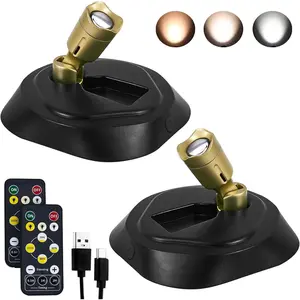 2-Pack LED Spotlight with Remote – Battery Operated & Rechargeable Picture Light, 3 Color Temp + Dimmable, Timer Function, Art Lights for Paintings, Wall Display
