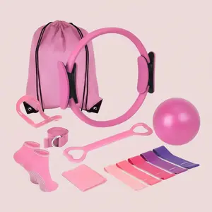 Home Pilates Essentials Kit for Women,Pilates Equipment Set with 9 Inch Yoga Ball,Figure 8 Resistance Band,Pilates Bands & Accessories,Pilates Ring and Ball Set for Beginners Home Workouts，Christmas, New Year