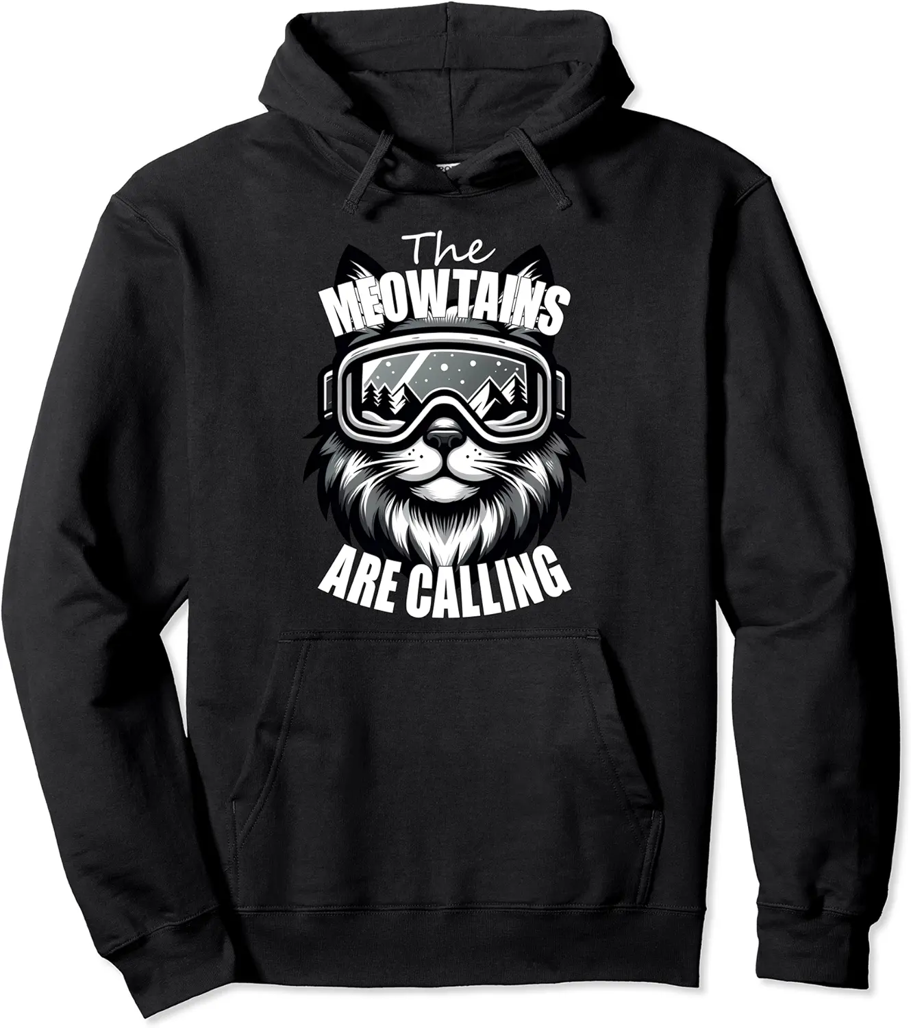 Funny Cat The Meowtains Are Calling Snowboard Ski Lover Pullover Hoodie - Farhadheid Shop 61B0D44XNZSW