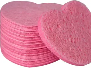 50-Count Heart Shape Compressed Facial Sponges, 100% Natural Cosmetic Spa Sponges for Facial Cleansing for Daily Facial Cleansing, Exfoliating Mask, Makeup Remover. Ideal for Home and Travel.