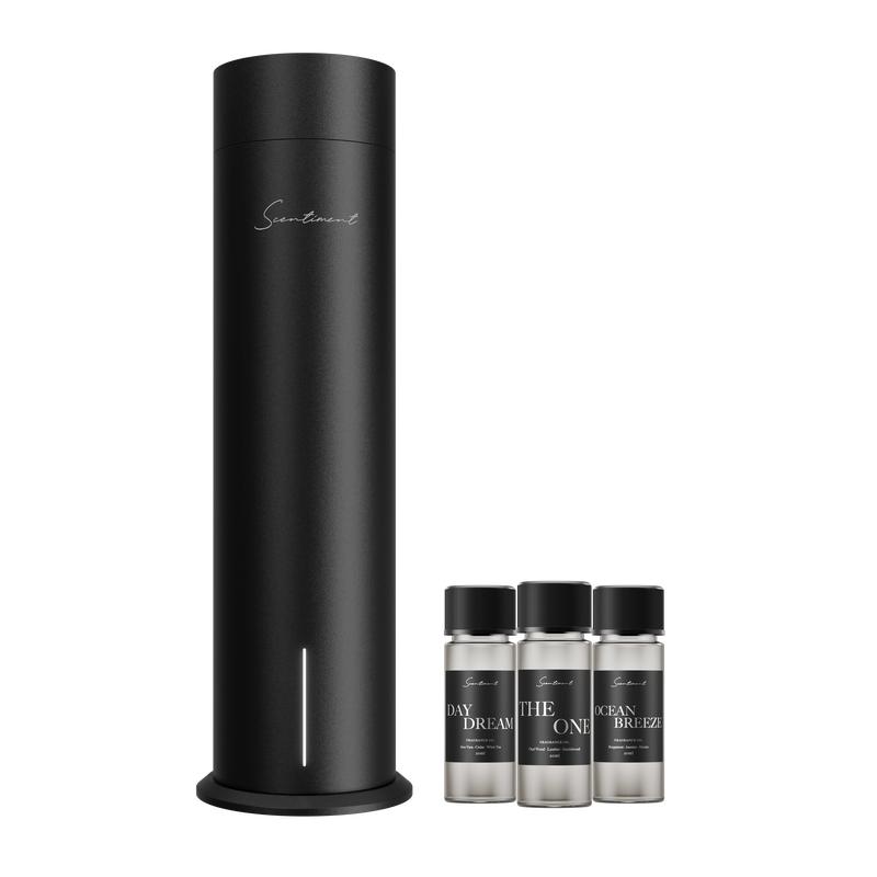 Scentiment Diffuser Tall Air 2 - Discovery Kit with Sampler Oils: Cold-Air Diffusion Technology with Wi-Fi & Touch Controls, Rechargeable Battery, Covers 1000 Sqft; Includes Top 3 Luxury Hotel-Inspired Fragrance Oils (20ml)