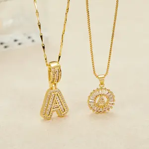 Dainty CZ Initial Necklace Set | 14K Gold Plated A-Z Alphabet Pendant & Sunburst Layered Necklaces, Minimalist Personalized Jewelry for Everyday Wear & Gifting