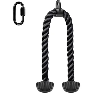 Triceps Rope with Non-Slip Soft Rubber Ends Home Gym  Attachment Workout Accessories 28 & 36 inches Long LAT Pulldown Attachment Black and Orange