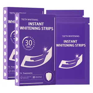 Purple Teeth Whitening Strip 28/56 Whitening Sessions Teeth Whitening Strips 28 Treatments, Removes Yellow Stains & Bad Breath, Color Correcting for a Brighter Smile Peppermint Gentle Gel Daily Correction Oral - Non Sensitive Teeth Whitening Peroxide-Free
