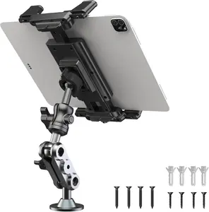 Heavy Duty Drill Base Tablet Holder  Mount Dashboard, 360 Adjustable 2-Stage Stand for 4.7-12.9" iPad Pro/Air/Mini/ Galaxy Tab, for   Wall Desk Commercial