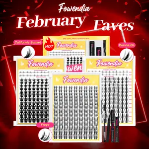 Fowendia Manga Lashes Cluster Lashes C D Curl DIY Extension Kit and California Sunset Wanna Be Freya Lash Clusters Fall Deals For You Campaign 8-18mm with Bond, Seal and Remover - Ultra-Thin Transparent Bands, Lash Magic Anime dealsforyoudays