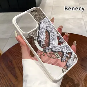 Magnetic Case for iPhone 17 16 Pro Max 15 Plus Air 14 13 12 11 XR E XS Dragon Transparent Acrylic Scratch-resistant skin-friendly feel Smartphone Cover for Male