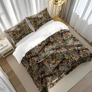 Adventure Nature Camo Print Duvet Cover Set, Includes 1/2 Pillowcases, Soft and Cozy Lightweight Bedding Ser, Suitable for Kids & Adults, All Seasons Home Bedroom Decor, Autumn Gift