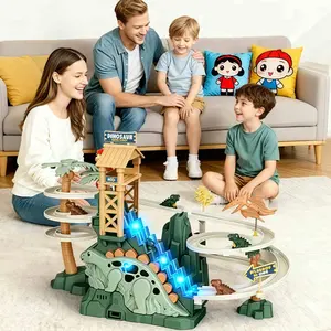 Dinosaur Electric Track Car Toy, 3+ Years Boys Girls, Music Function, Fun Educational, Home Play Scene, Includes 5 Dinosaurs, Battery Not Included
